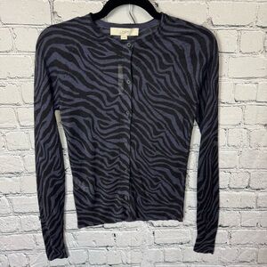 LOFT NWT Women's Zebra Print Lightweight Cardigan Black Purple Size XS